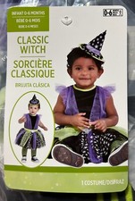 Classic Witch Halloween Costume Dress Up Outfit Baby Infant 0-6 Months New