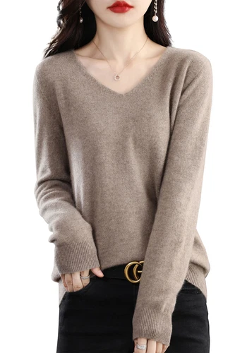 Women Knitted Sweaters Fashion V-Neck Top Sweater Autumn Warm Pullover Soft - Imagen 28 de 46