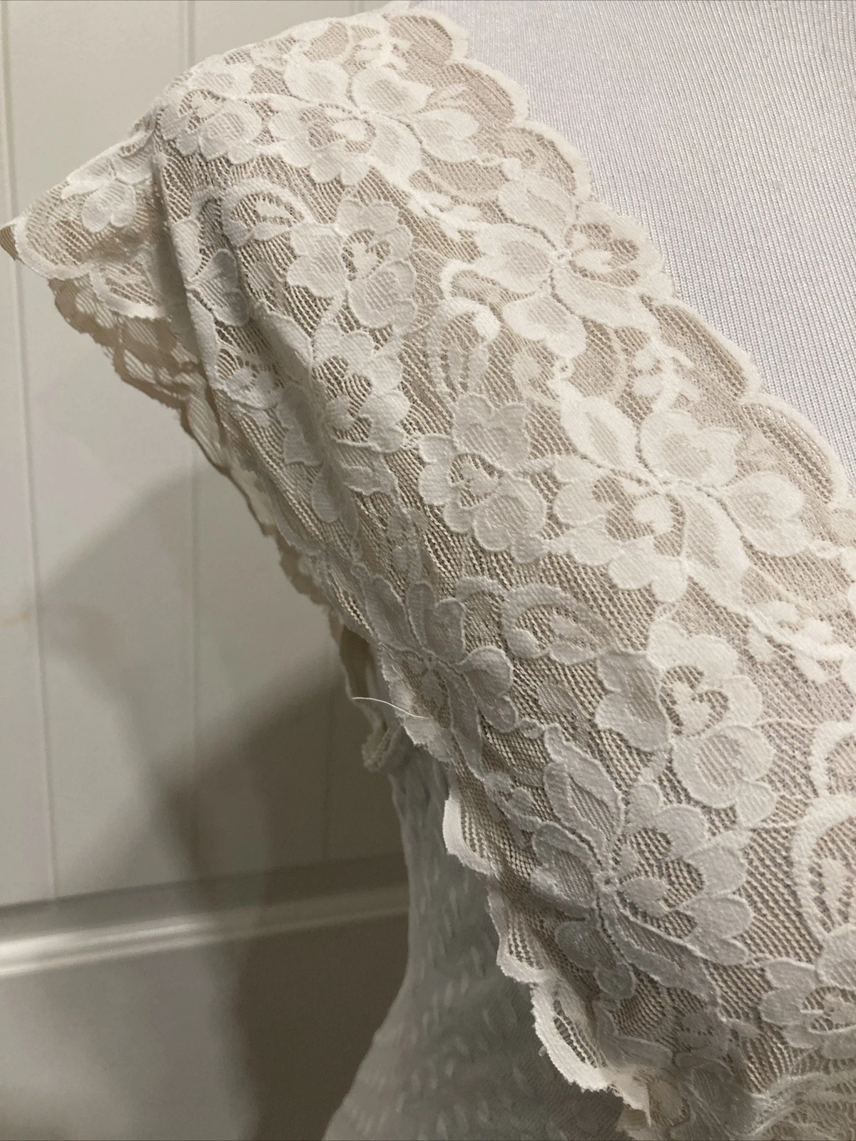 UNDERCOVER Camicia da notte romantica sexy da sposa bianca avorio circa 2000 taglia L etichette corpetto in pizzo