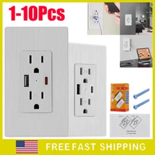 15A Electrical Socket with 2.1A USB & Type C Ports, Tamper Resistant Wall Outlet