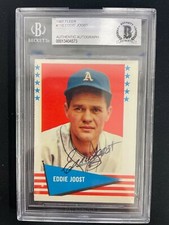 EDDIE JOOST 1961 FLEER #116 - BAS AUTHENTIC AUTO - PHILADELPHIA ATHLETICS *7402