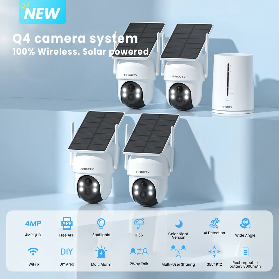 ARCCTV Solar Battery Powered Wireless Security Camera System WiFiIP Outdoor Home - Image 2 of 4