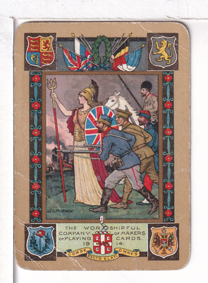 Single Playing Card, English  ''Worshipful 1914, Outbreak of WW1'', Beige