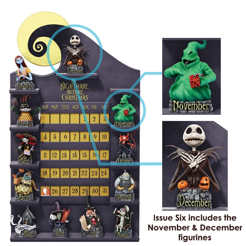 デリックディズニー 6’11” Disney Nightmare Before Christmas Perpetual Calendar Figurines Set