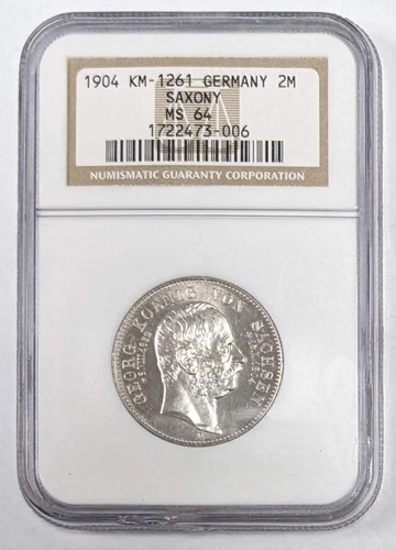 1904 Germany 2 Mark Saxony NGC MS 64