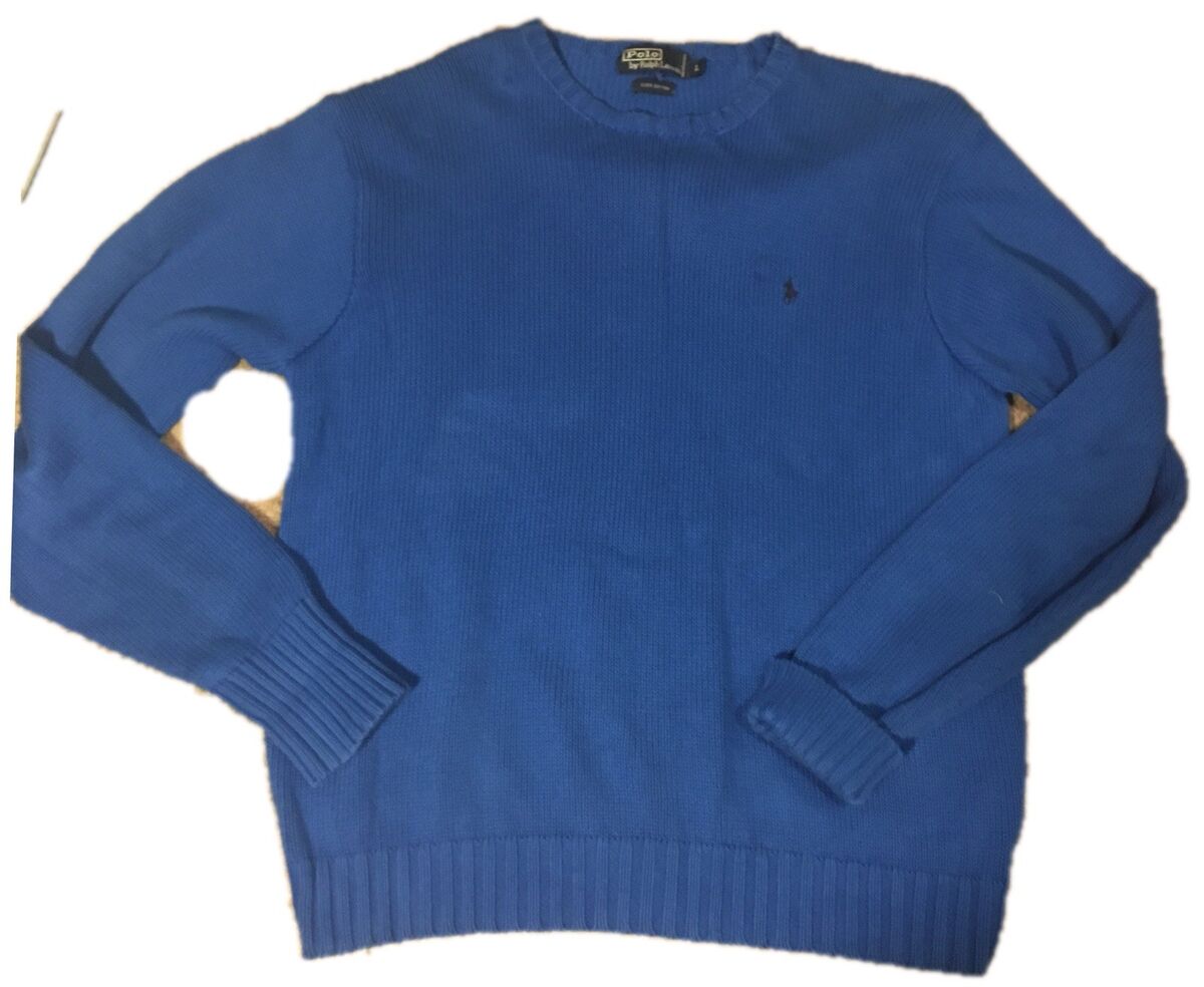 Polo Ralph Lauren Sweater Mens Blue Cable Knit Pony Size L Polo Ralph Lauren Sweater Mens Blue Cable Knit Pony Size L