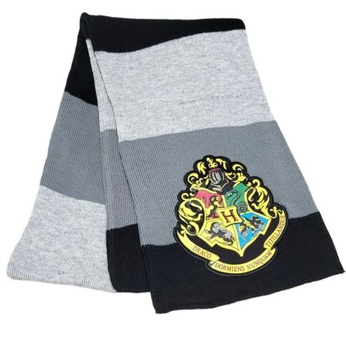 Harry Potter Hogwarts Crest Knit Slytherin Black Gray Scarf One-Size