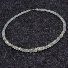 Aquamarin Halskette, 925er Silber, Edelsteinhalskette (K914), Edelsteinschmuck