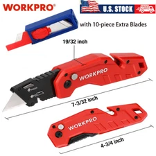 WORKPRO Folding Utility Knife Quick Change Blade Utility Cutter With 10PC Blades