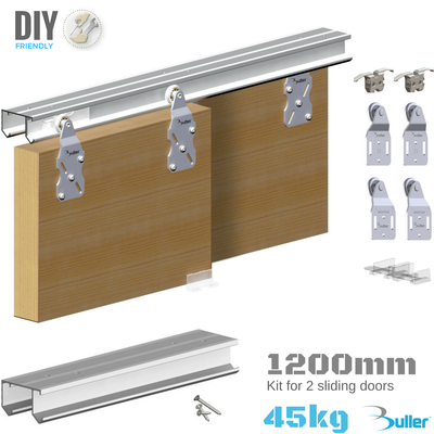 deurspoor Dubbele Rails Schuurdeur Hardware Kit, Commercieel