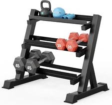 1100LBS Heavy Duty Dumbbell Rack- Adjustable 3 Tier Weight Rack for Home Gym