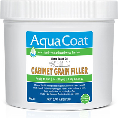 Aqua Coat White Cabinet Wood Grain Filler Gel - Fast Drying & Sandable 32 Oz
