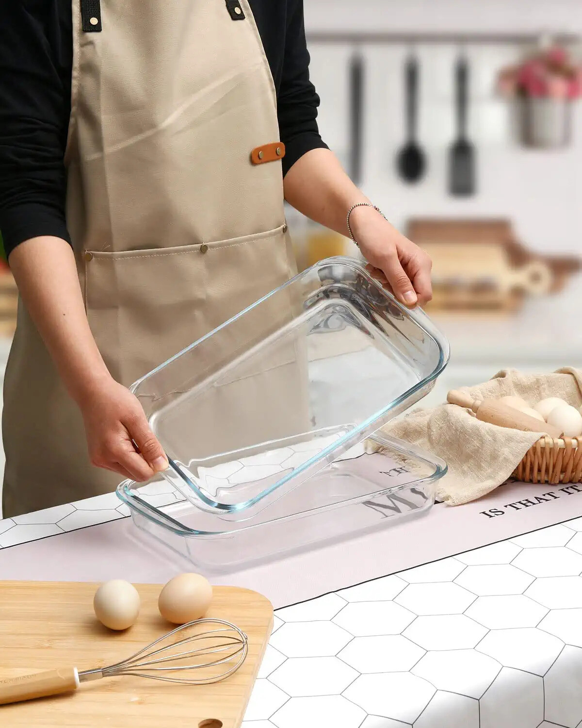 3 x OVEN SAFE GLASS BAKING DISH 2.2L Rectangular Baking Pan Glass