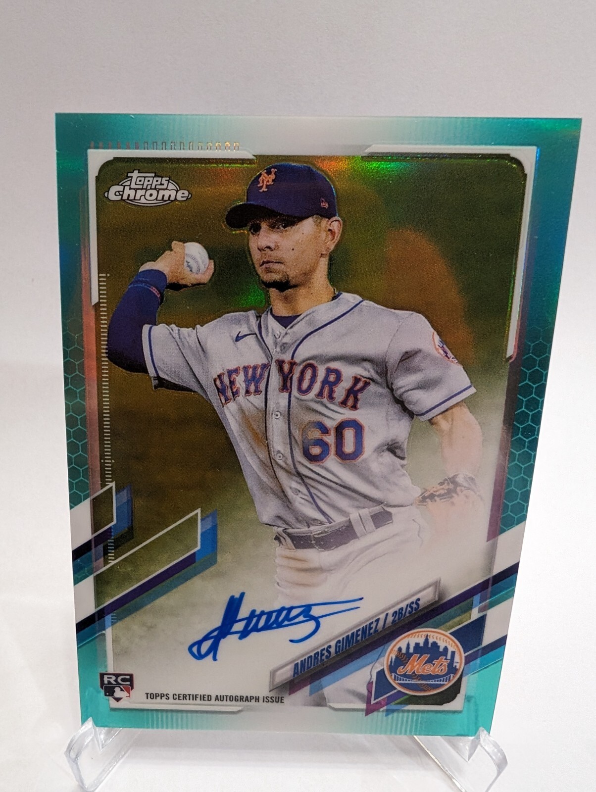 2021 Topps Chrome Rookie Autograph Aqua Refractor Auto RA-AG Andres Gimenez /199