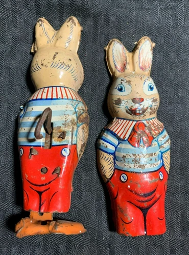 Vintage 6" Tin Litho Wind-Up BUNNY RABBIT J Chein & Co. GD+ 25 For Parts / Resto