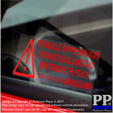5 x Vehículo equipado con un dispositivo de rastreo GPS-ROJO-Pegatinas internas-Coche, Policía