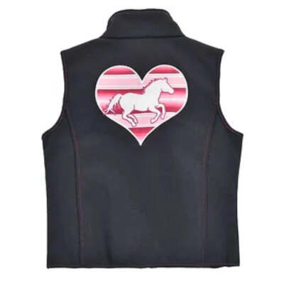 Toddler girl's Cowgirl Hardware Gray & pink SERAPE HEART HORSE VEST in 6 SIZES!