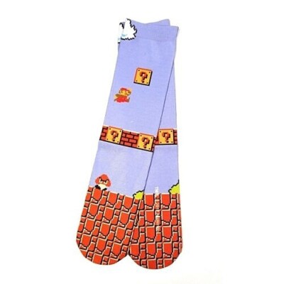 Bioworld Super Mario Bros 1 Crew Socks Nintendo NES Blue Shoe Size 9-11 Large