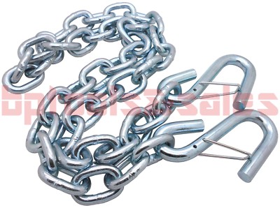 1/4'' x 4FT HITCH TRAILER SAFETY CHAIN with S-HOOKS SAFETY LATCHES TOWING PULLING