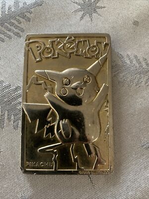 Nintendo 1999 Pokemon 24k Gold Plated Pikachu Metal Bar Card | eBay