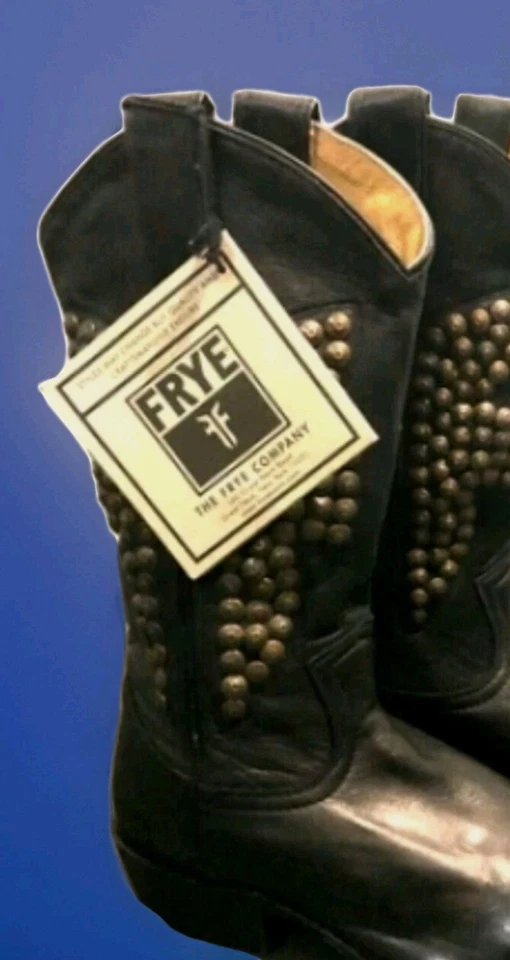 Boots Neri Con Borchie Frye Vera Pelle Taglia 36 - Imagen 2 de 4