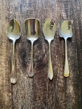 4 Silver Plated Sugar Or Jam Spades Spoons Decorative Shapes Vintage
