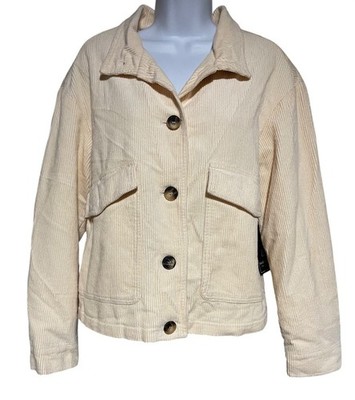 Womens Beige Corduroy Jacket Button Front By Bagatelle Collection Size Small