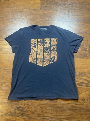 Call of Duty Black Ops Graphic T-Shirt Black Orange Shield Activision Size XL