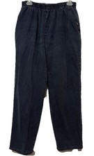 Chic Vtg Petite Size 4P Pinstriped Jean Pull On Blue Pants Elastic Waist 26x26.5