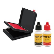 Convenient Dual Ink Pad Set With Refill Ink Black And Red Office Supplies