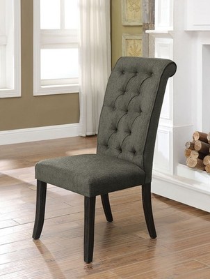 Dining Room Furniture Contemporary Rustic Style Gray Fabric Upholstered Tufted