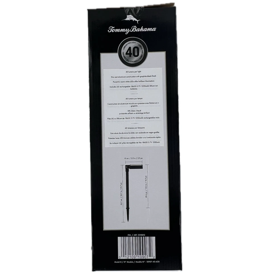 TOMMY BAHAMA SOLAR LED PATH LIGHT (PACK OF 6) - BLACK - Image 3 of 4