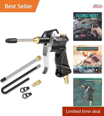 Industrial Air Blow Gun with Brass Adjustable Air Flow Nozzle, Steel Air Flow