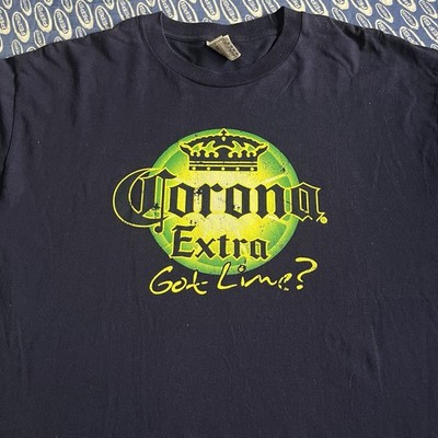 Vintage Beer Corona Extra Blue Tee Shirt Size XL Got Lime? 100% Cotton