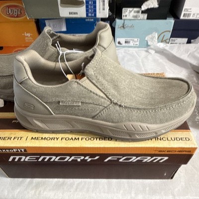 Skechers Cohagen Relaxed Fit Memory Foam Men's Taupe Slip-On Shoes Size 9.5