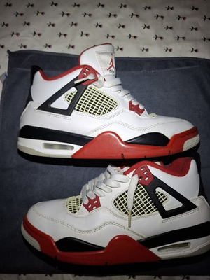#ad #ad Air Jordan 4 Retro Fire Red White 2020 GS Sneakers 408452 160 Men#x27;s Size 7Y Used $100.00