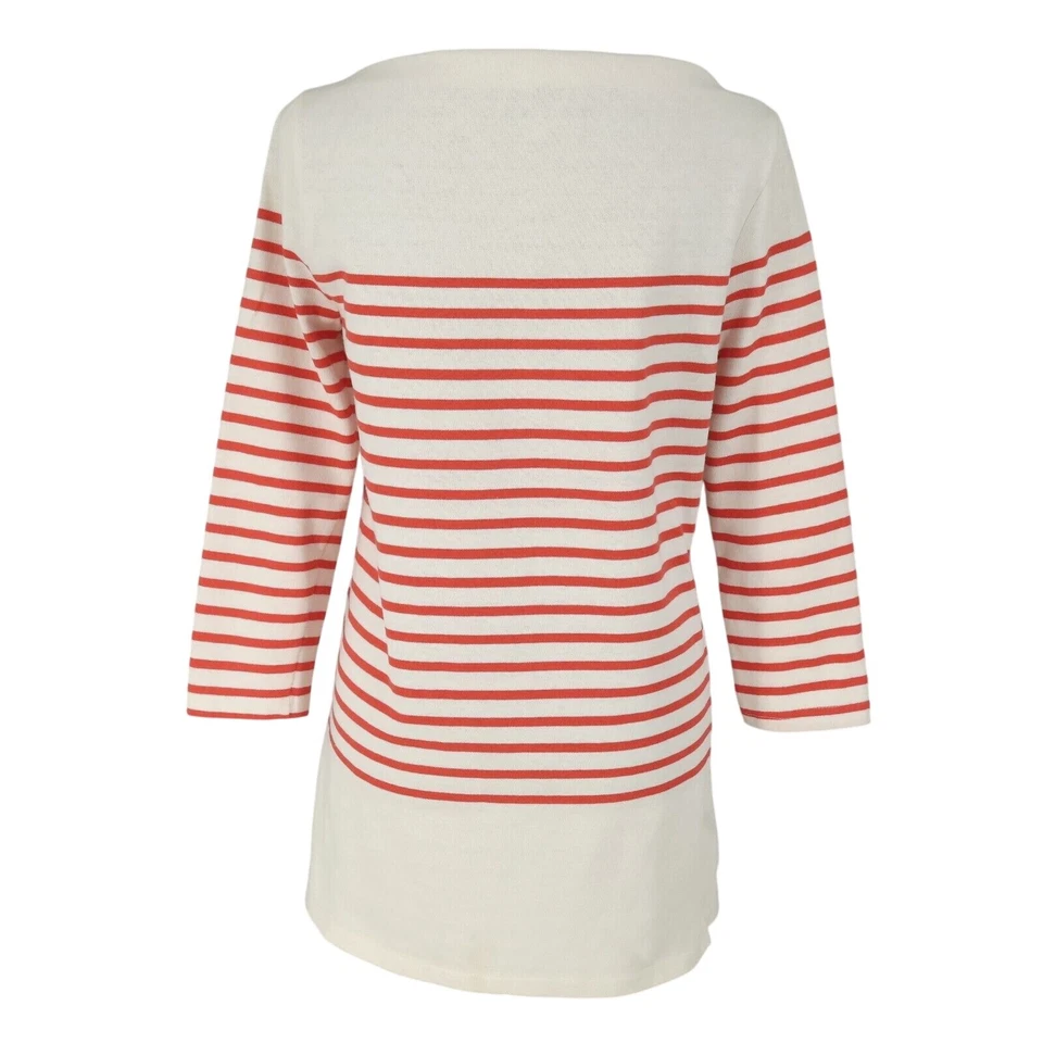Suéter Milly Mujer Pequeño Marfil Naranja Rayas Túnica Algodón Cuello Barco Náutico Foto 2 de 4