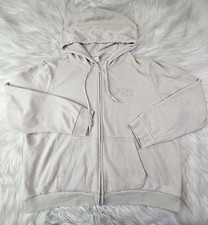   Victoria  s Secret PINK Bling Logo Fleece Hoodie-Tan-Rhinestone-SZ 2XL 