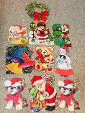 Vintage Christmas Cardboard Die Cut Christmas Wall Window Decor Lot 10