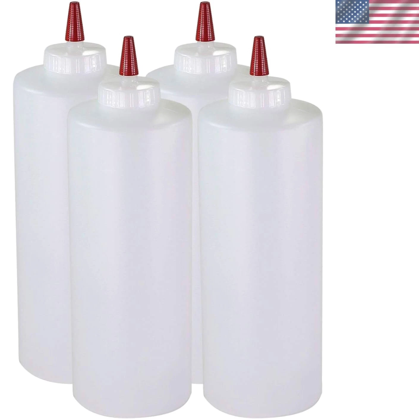 Durable Wide Mouth 32 oz Plastic Squeeze Bottles - Perfect for Cooking & Crafts