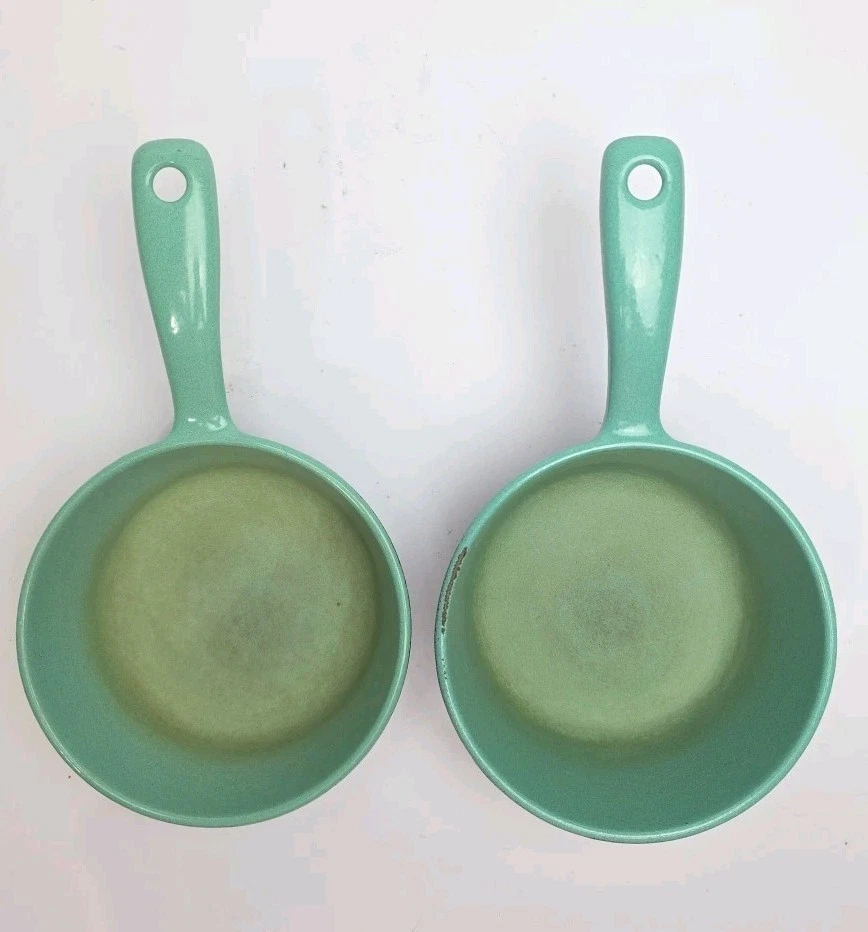 Vintage Prizer Ware Cast Iron & Enamel Pans MCM Turquoise Set Of Two - Image 3 of 4