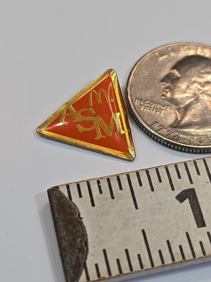 McDonald's ASM Pin Assistant Store Manager Triangle Shape Orange & Gold Colors - Image 3 of 4