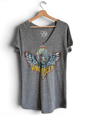 Van Halen Tour of  the World V Neck Women's T-shirt by Chaser  Rock Band Tee