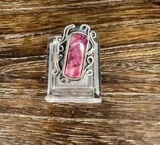 Native Southwest Style 950 Silver Purple Spiny Oyster Scroll Edge Ring 7.25 Adj