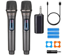 Micr fono inal mbrico dual recargable, 200 pies, para karaoke y eventos. Nuevo