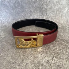 Auth Celine Vintage belt with carriage buckle in black size 27inch