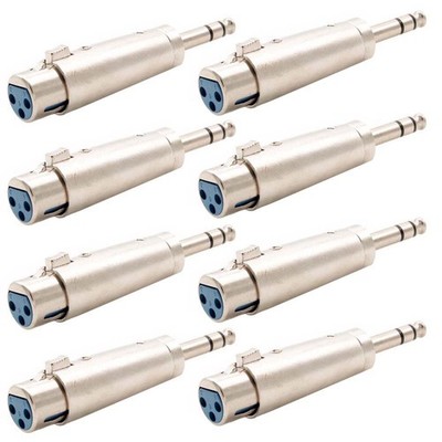 8 Pcs XLR 3-Pin Female to 6.35mm 1/4'' Stereo Male Mic Microphone Audio Adapter