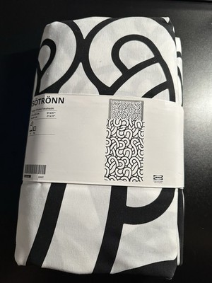 Ikea SÖTRÖNN Bettwäsche-Set, 2-teilig, weiß/schwarz/gemustert, 155x220/80x80 cm