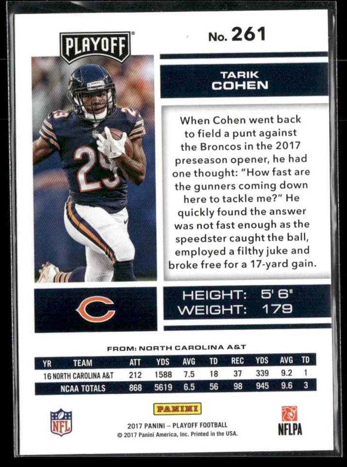 Tarik Cohen 2017 Playoff RC #261 - Image 2 of 2