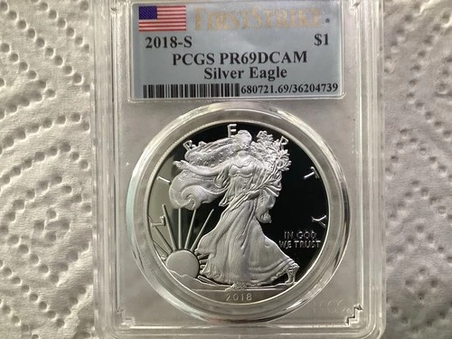 2018-S Proof American Silver Eagle PCGS PR69 DCAM First Strike! 1 Oz .999 Silver